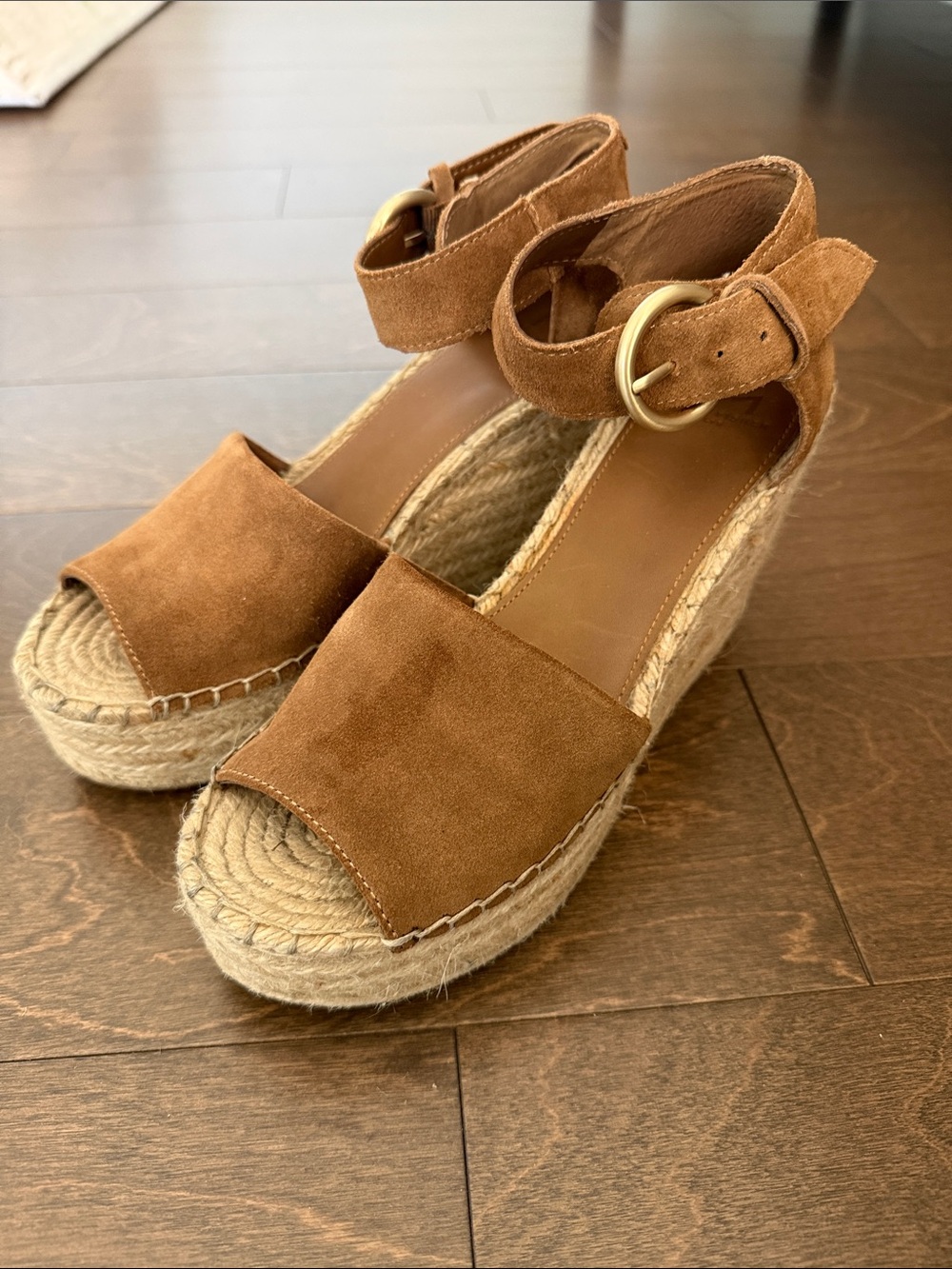 Marc Fisher Brown Suede Espadrille Wedge Sandals - Size 8.5